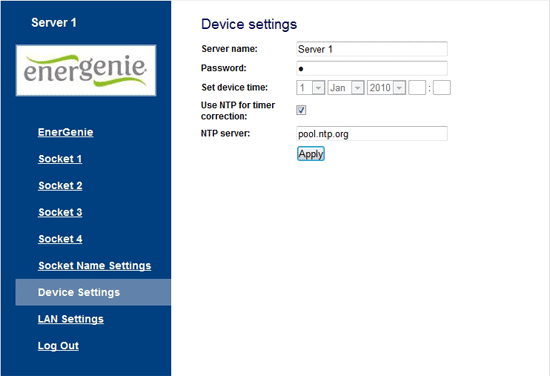 Настройка фильтра через web-интерфейс