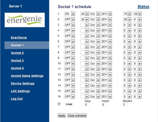 Настройка фильтра через web-интерфейс