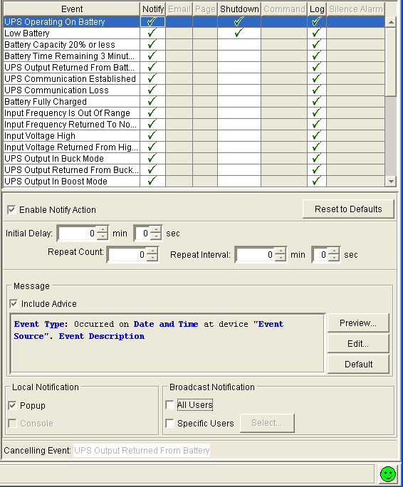 настройка раекции на события