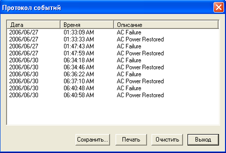 Протокол событий