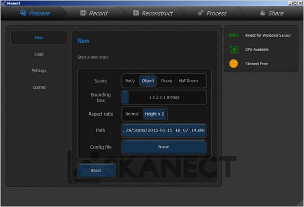 Программа 3D-сканирования Skanect