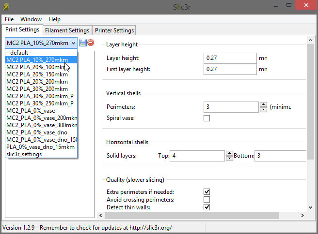 Слайсер Slic3r, настройки