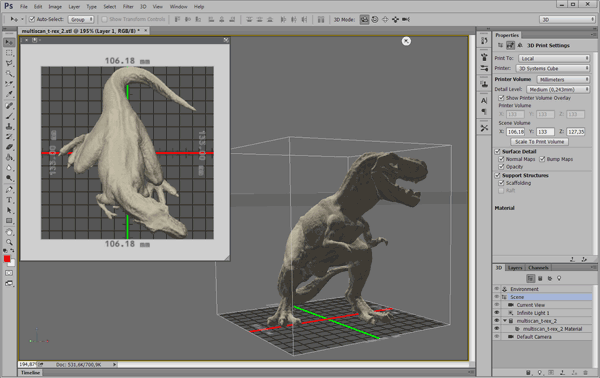 Печать 3D-модели из Photoshop CC