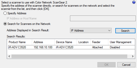 Canon iR C3520i, Color Network ScanGear 2 Tool