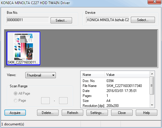 Konica Minolta bizhub C227, TWAIN-драйвер