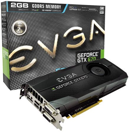 EVGA выпустила три модели 3D-карт GeForce GTX 670, две из которых разогнаны в заводских условиях