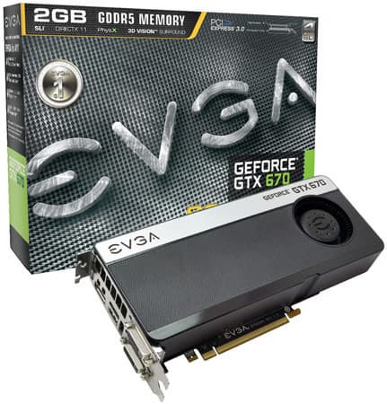 EVGA выпустила три модели 3D-карт GeForce GTX 670, две из которых разогнаны в заводских условиях