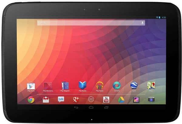 Разрешение экрана планшета Google Nexus 10 равно 2560×1600 пикселей