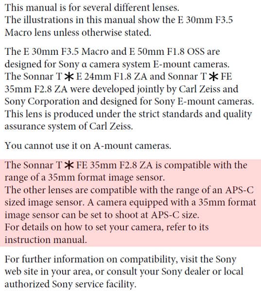 Первый объектив для полнокадровой беззеркальной камеры Sony NEX уже готов