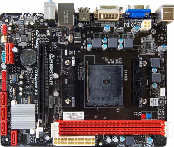 Оснащение Biostar A58MD включает четыре порта SATA 3 Гбит/с