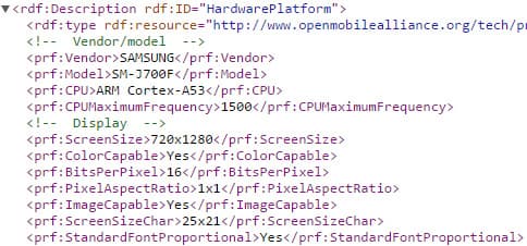 Samsung Galaxy J7: User Agent Profile