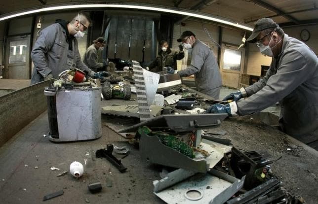 В 2012 году масса «электронных отходов» в Европе была равна 9,5 млн тонн