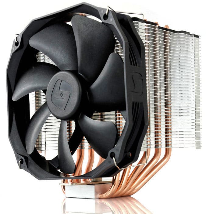 Конструкция процессорного охладителя SilentiumPC Fortis 3 HE1425 включает пять тепловых трубок