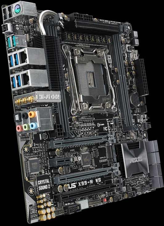 Системная плата Asus X99M-WS типоразмера microATX предназначена для рабочих станций