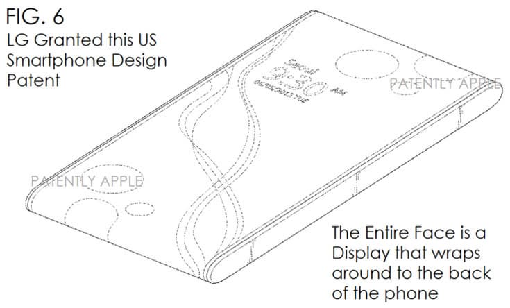 LG патентует смартфон с экраном, загнутым за два края корпуса