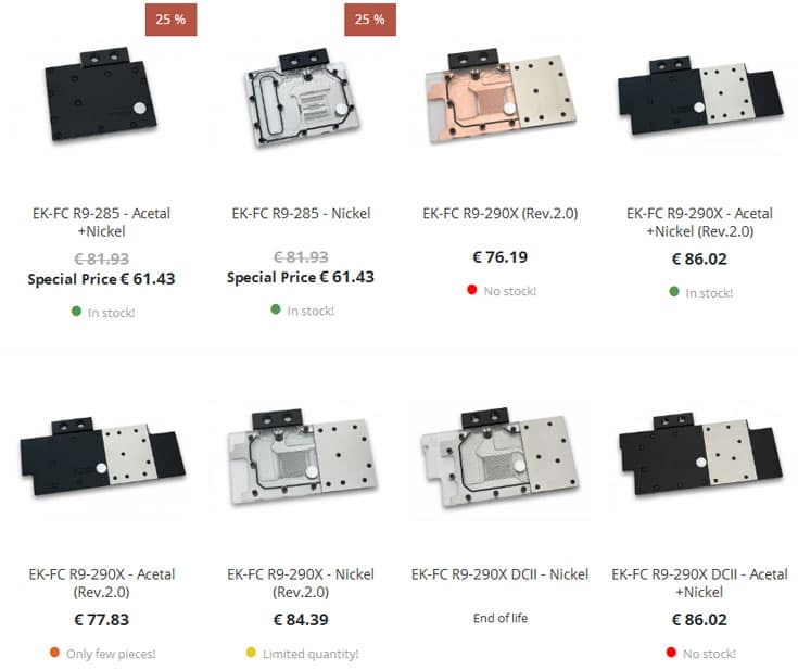 Водоблоки EK Water Blocks серии EK-FC R9-200 совместимы с «большинством» 3D-карт серий AMD Radeon R9 300 и R7 300 