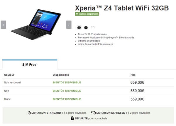 Sony Xperia Z4 Tablet в Европе оценен в 559 евро