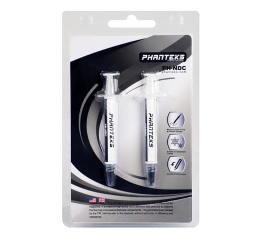 Упаковка термопасты Phanteks PH-NDC стоимостью 6,9 евро включает две порции по 1 г в шприцах с колпачками