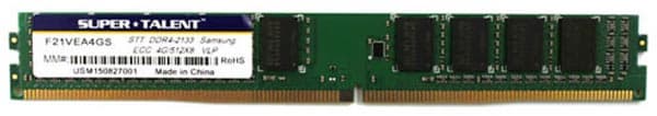 Низкопрофильные модули Super Talent ECC UDIMM DDR4-2133 F21VEA4GS предназначены для систем с повышенной плотностью компоновки