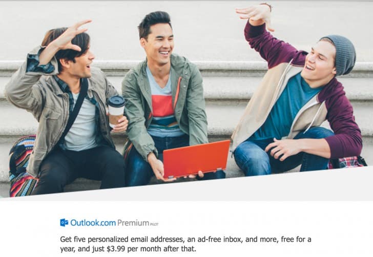 Ежемесячная подписка на почтовый сервис Outlook Premium обойдется в $4 
