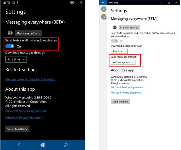 Возможность отправлять и принимать SMS, используя ПК с Windows 10, дает функция Messaging Everywhere