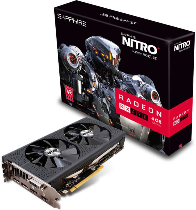 Система охлаждения 3D-карты Sapphire Nitro+ Radeon RX 470 включает два 95-миллиметровых вентилятора