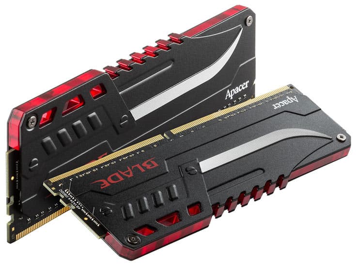 Модули памяти Apacer Blade Fire DDR4 объемом 4, 8 и 16 ГБ доступны по одному и в составе двухканальных наборов объемом до 32 ГБ