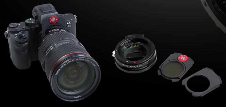 Переходник Kipon EF-S/E AF ND позволяет использовать вставной нейтральный фильтр