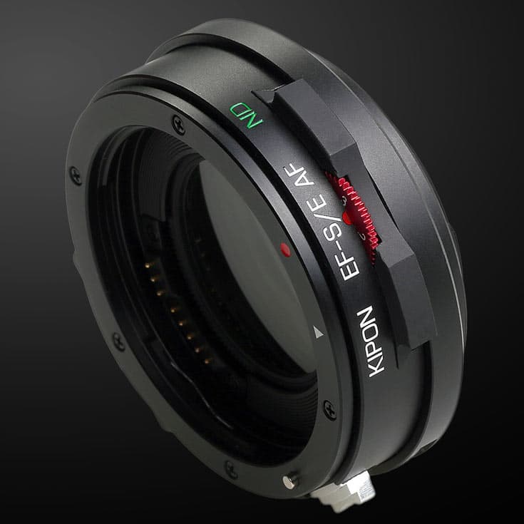 Переходник Kipon EF-S/E AF ND позволяет использовать вставной нейтральный фильтр