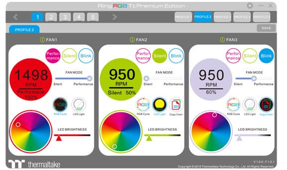 Устройства Thermaltake Riing LED RGB Radiator Fan TT Premium Edition имеют функциональную подсветку
