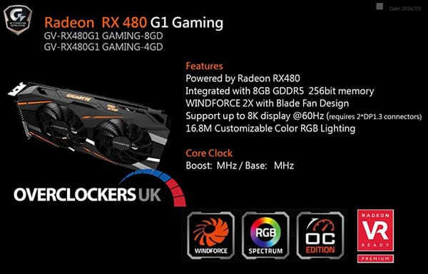 Gigabyte Radeon RX 480 G1 Gaming