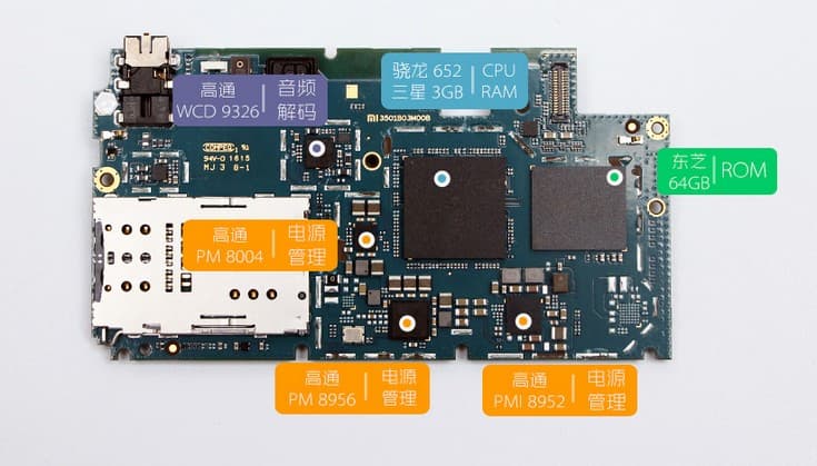 Внутри смартфона Xiaomi Mi Max большую часть места занимает аккумулятор