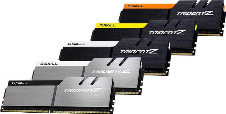 G.Skill предлагает пять новых вариантов цветового оформления модулей памяти Trident Z DDR4