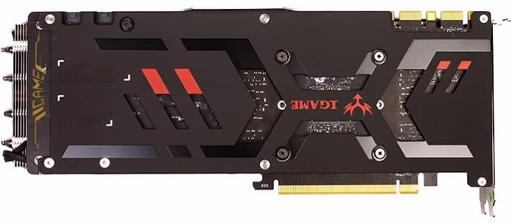 Ускоритель Colorful iGame GTX1080Ti Vulcan AD охлаждается тремя вентиляторами при повышении нагрузки