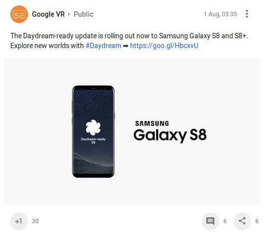 Смартфоны Samsung Galaxy S8/S8+ получили поддержку платформы Daydream