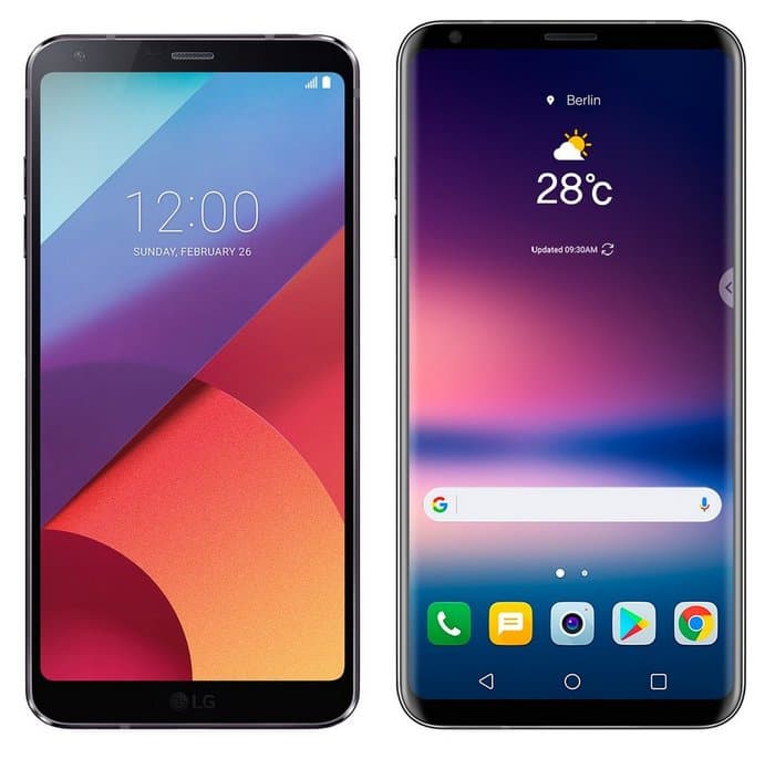 Смартфоны LG G6 и LG V30 позируют на одном изображении