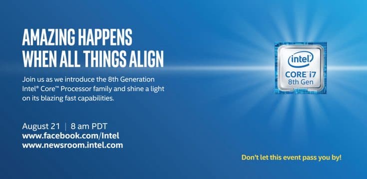 CPU Intel Coffee Lake анонсируют в конце августа