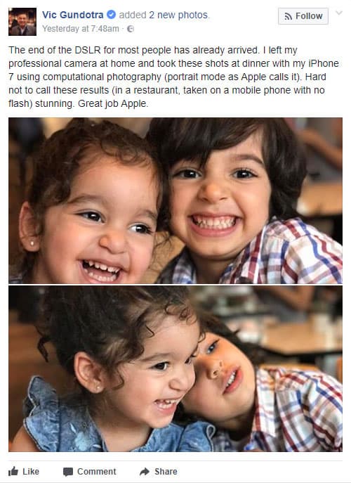 Вик Гундотра очень доволен своим смартфоном iPhone 7