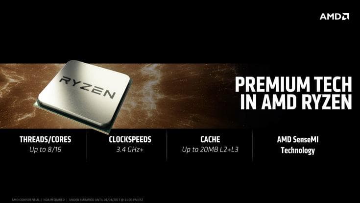 Процессоры AMD Ryzen будут поделены на линейки R7, R5 и R3