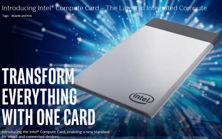 Платформа Intel Compute Card имеет размеры 95 x 55 x 5 мм