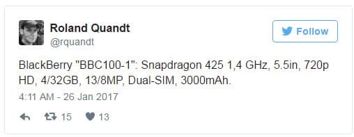 BBC100-1 может стать первым смартфоном BlackBerry с местами для установки двух SIM-карт 