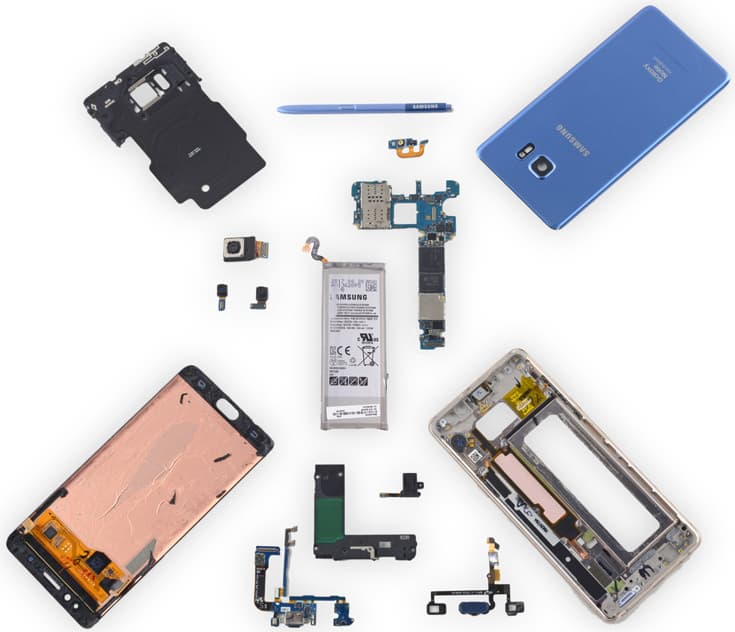 Ремонтопригодность смартфона Galaxy Note Fan Edition специалисты iFixit оценили в четыре балла