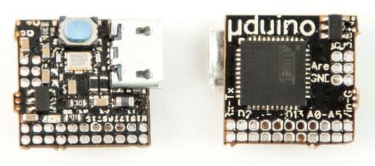 Плата µduino представляет из себя квадрат габаритами 12х12 мм