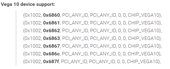 Семь идентификаторов с GPU Vega появились в Linux