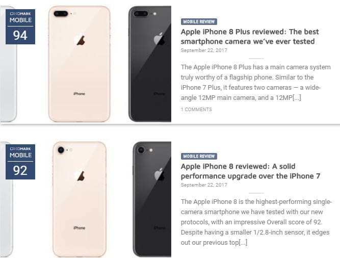 Специалисты DxOMark назвали iPhone 8 Plus лучшим камерофоном всех времен, оценив его в 94