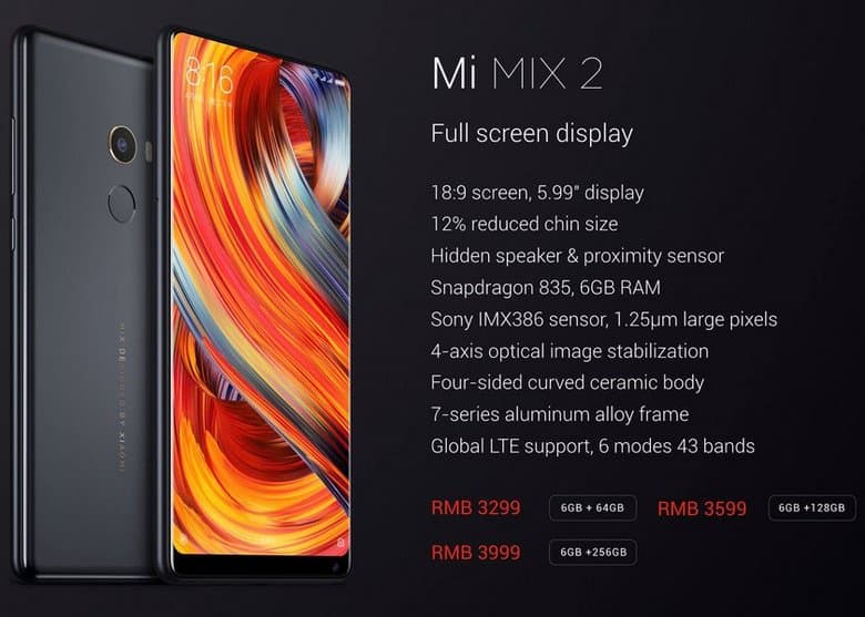 Представлен смартфон Xiaomi Mi Mix 2
