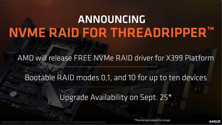 Пока платформа AMD X399 не поддерживает загрузку из массива NVMe RAID