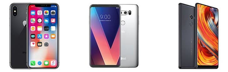 Смартфон iPhone X имет меньшую эффективную площадь дисплея, чем LG V30 и Xiaomi Mi Mix 2