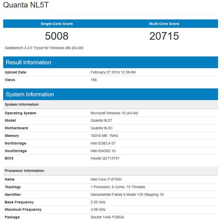 Базовая частота CPU равна 2,2 ГГц, повышенная — 4,1 ГГц