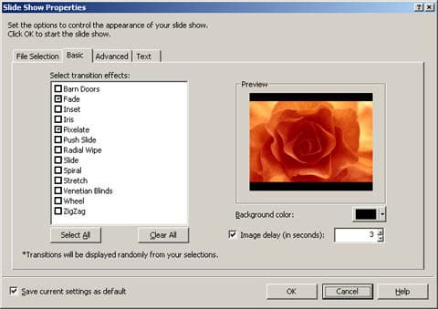Варианты демонстрации слайд-шоу